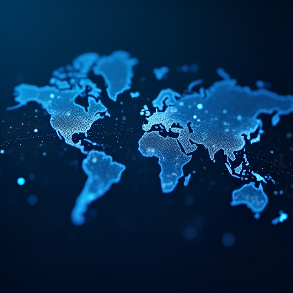 An image depicting abstract digital networks connecting financial institutions around the world, with the XRP logo subtly integrated into the network lines, symbolising institutional adoption and partnerships.