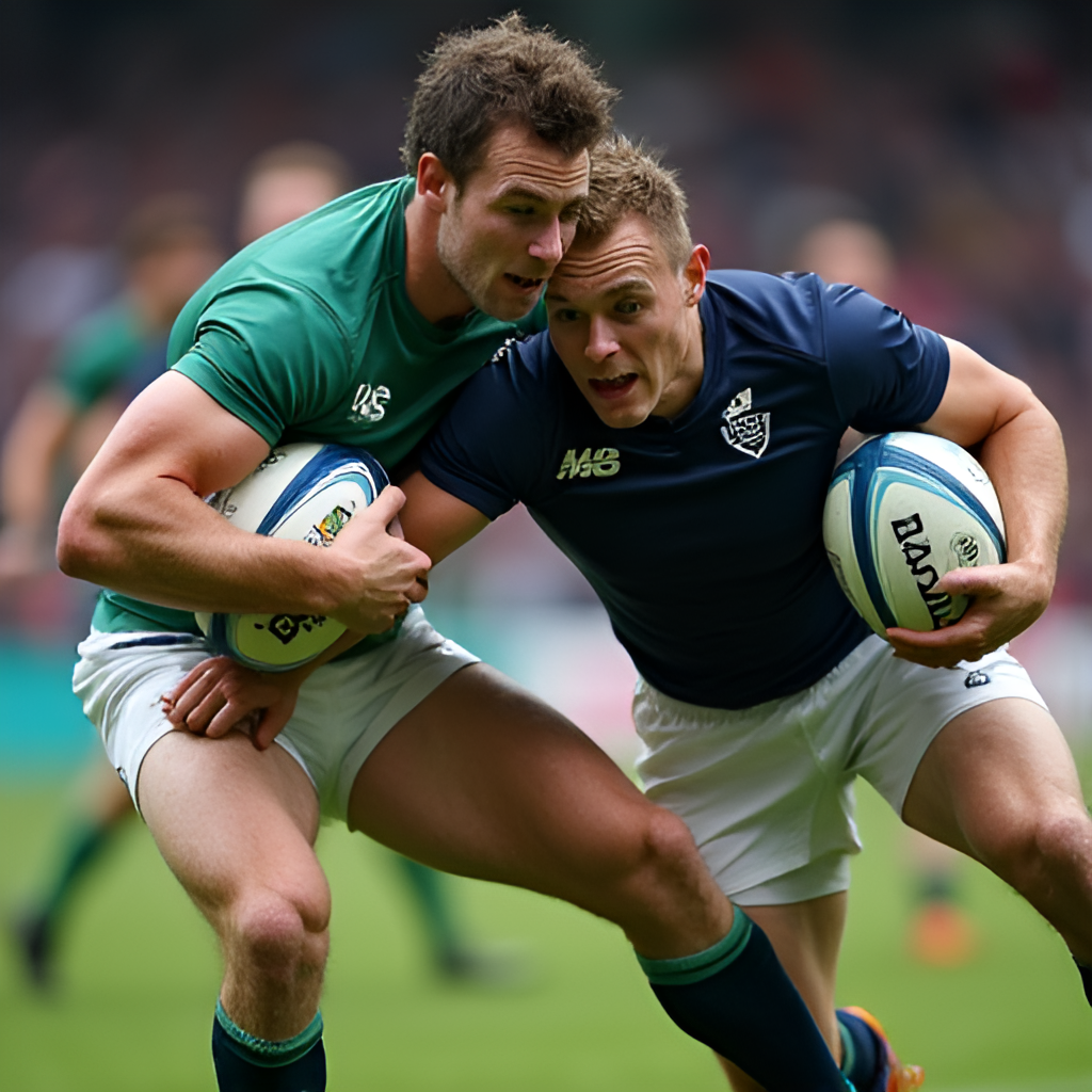 A close-up action shot of two rugby players contesting a breakdown during a Super Rugby game, highlighting the intensity and physicality of the sport.