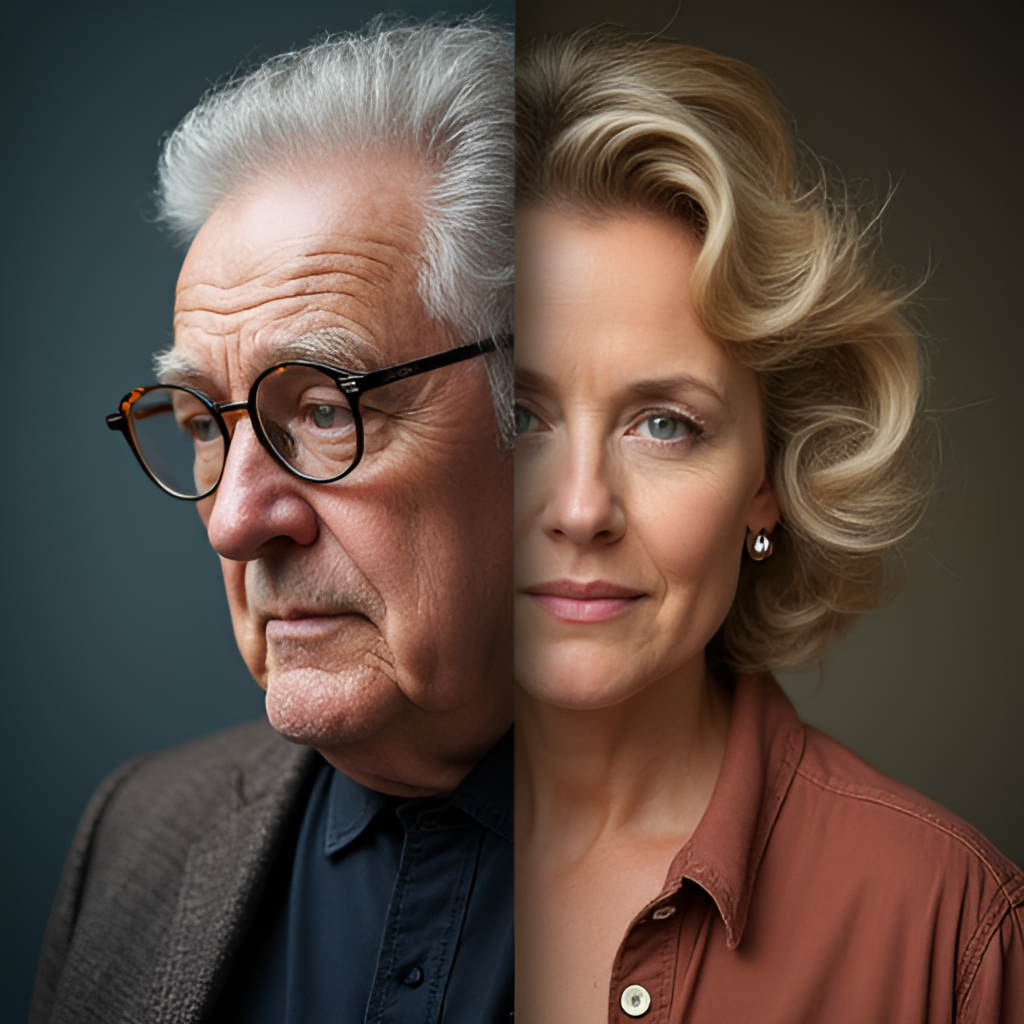 A dynamic photo illustration showing a split screen. One side features a classic image of Ben Matlock (Andy Griffith) looking thoughtful, and the other side shows a modern image of Madeline 'Matty' Matlock (Kathy Bates) looking determined, symbolizing the connection between the original and the new series.